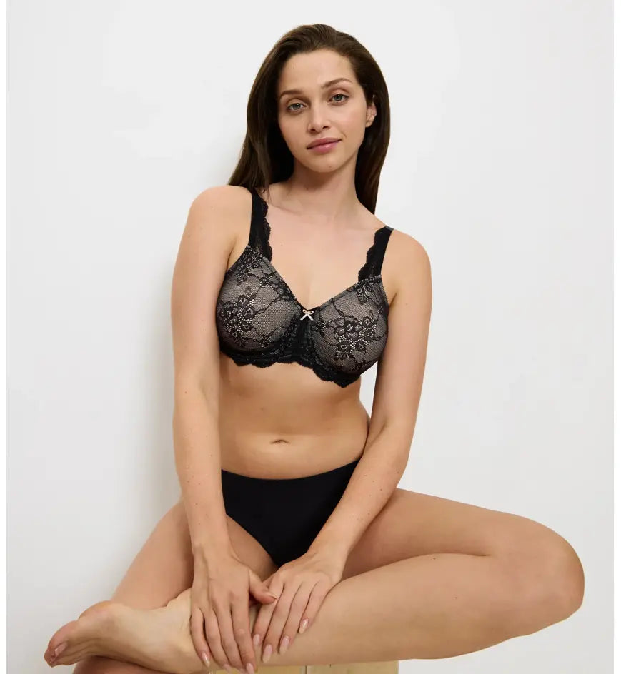 Contouring Sensation Minimiser Bra in Black & Nude