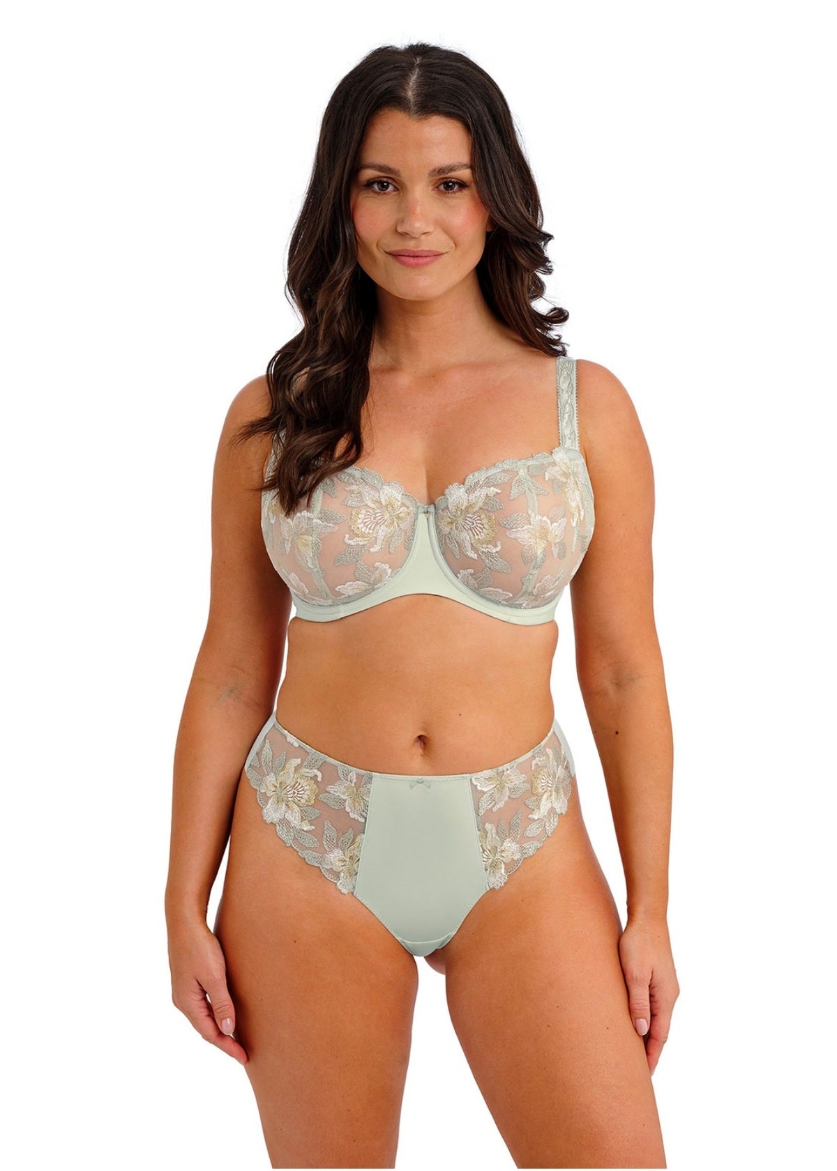Magdalena Balconette Bra in Vintage Green