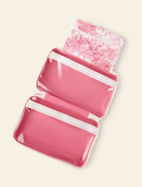 Large Hanging Cosmetics Bag in Toile De Jouy