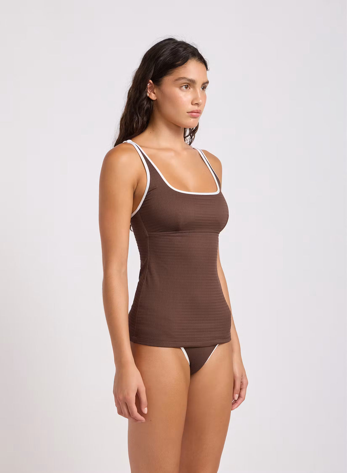 Beach Bound Square Neck Tankini in Dark Chocolate