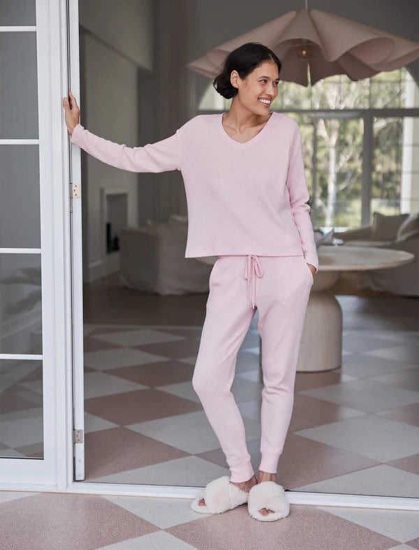 Super Soft Waffle Jogger in Parfait Pink