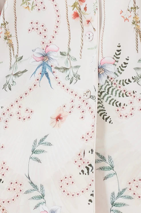 Maeve Botanical Print Satin PJ set