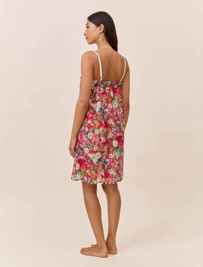 Holly Lace Front Midi Nightie in Geranium