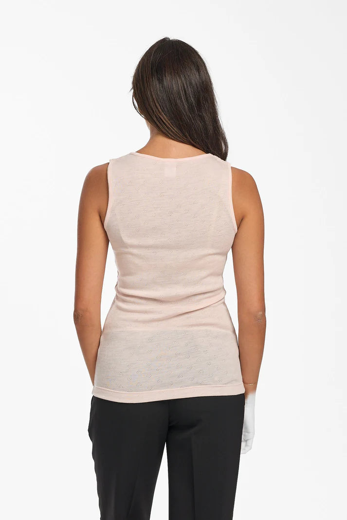 Merino Wool & Bamboo Pointelle Thermal Tank - Blush