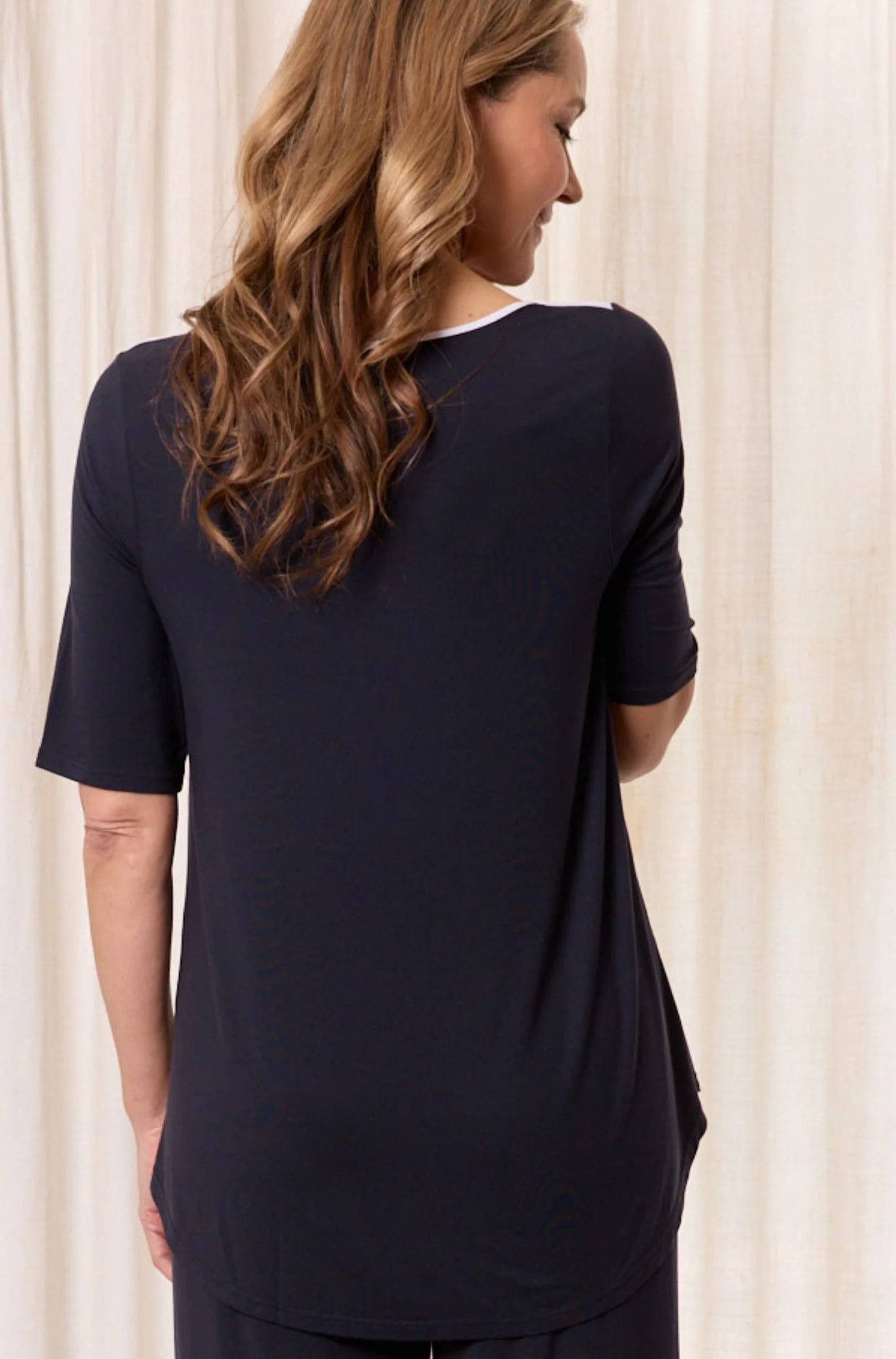 Tilly 3/4 Sleeve - French Navy White Trim