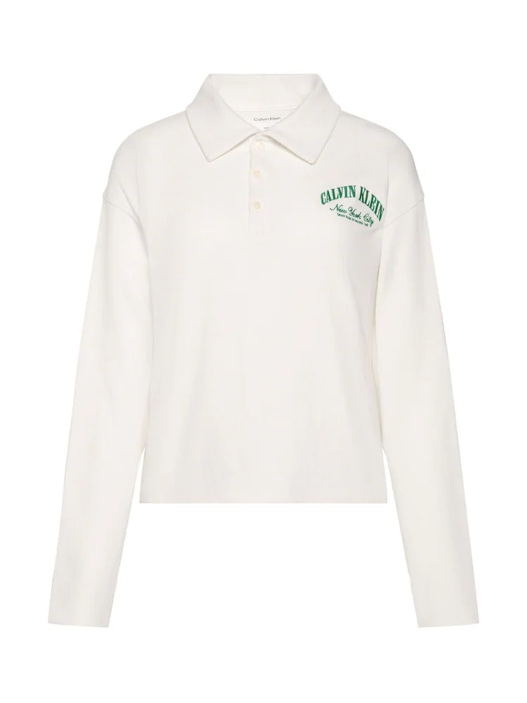 Cotton Heritage Logo Pyjama Top in Tofu