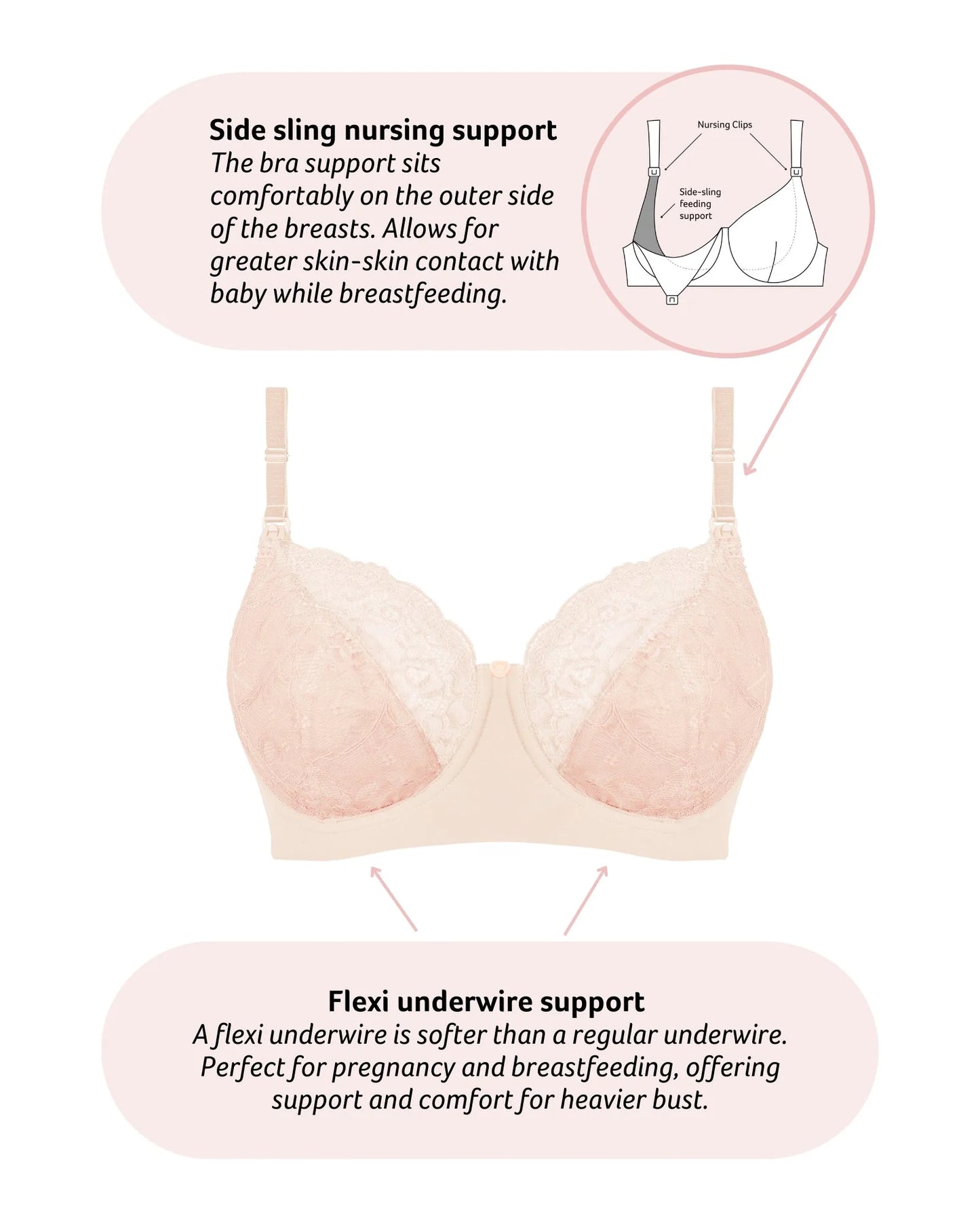Temptation Full Cup Nursing Bra - Powder