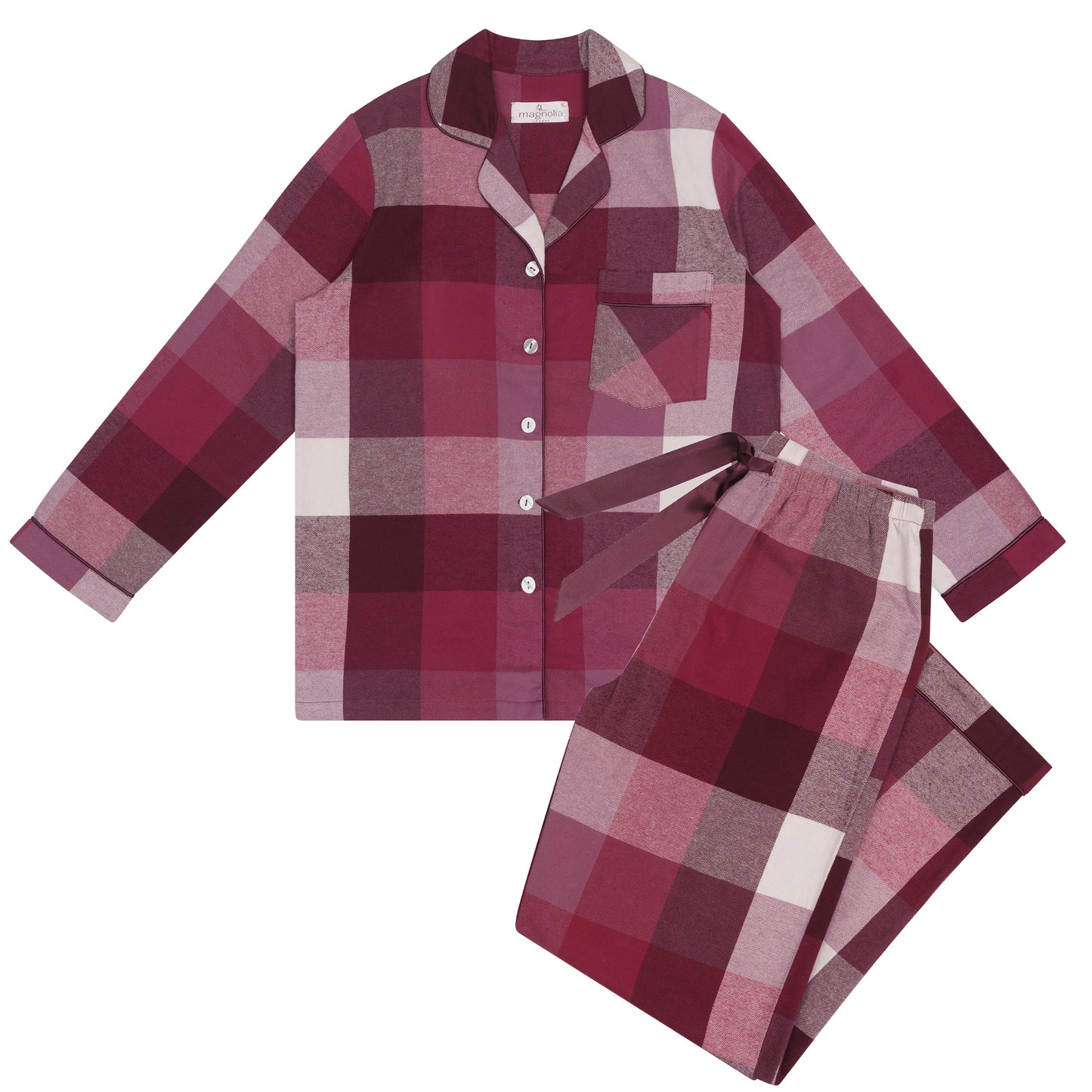 Deep Twilight Flannelette Pyjama Set in Burgandy