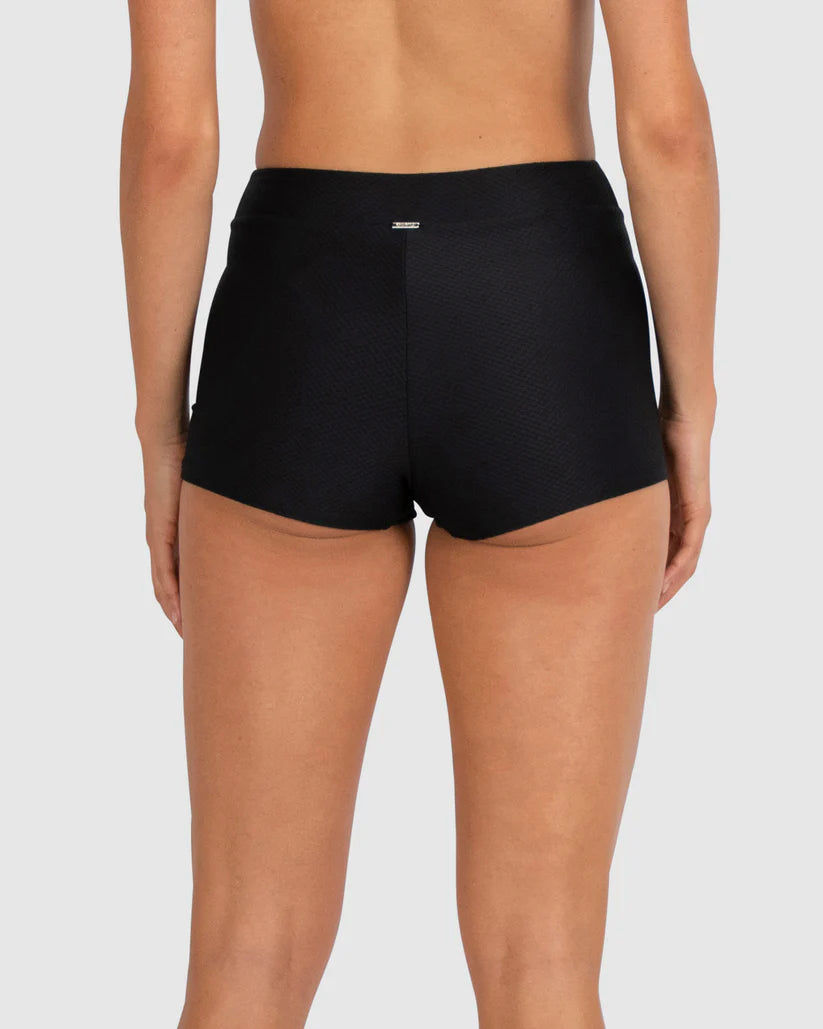 Rococco High Waist Boyleg Bikini Bottom in Nero