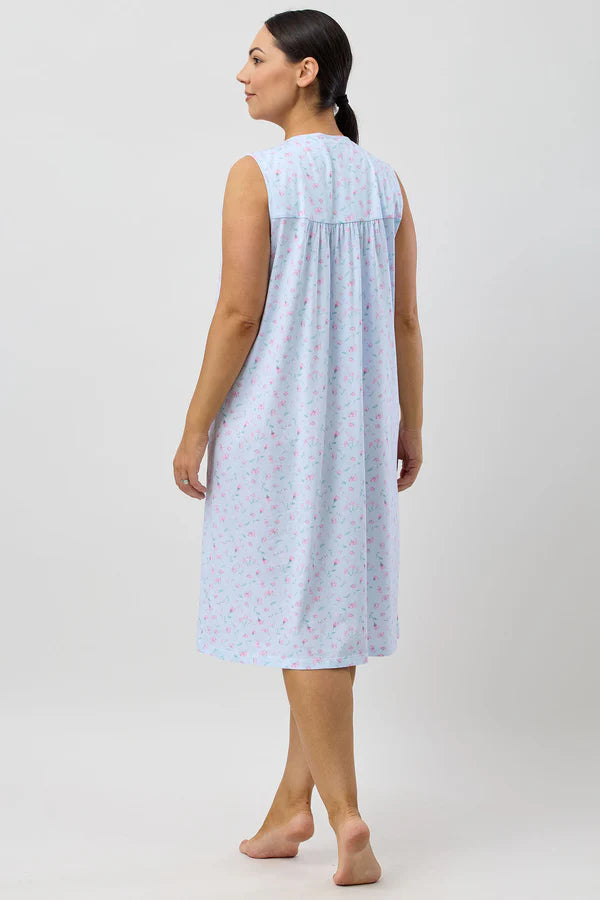 Peony Sleeveless Nightie in Blue