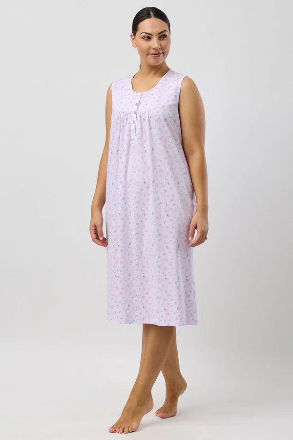 Peony Sleeveless Nightie in Pink