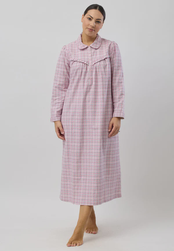 SCHRANK HOUNDSTOOTH COLLAR NIGHTIE PINK