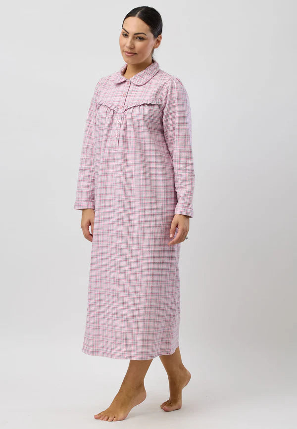 SCHRANK HOUNDSTOOTH COLLAR NIGHTIE PINK