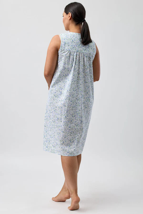 Pansies Sleeveless Nightie in Blue