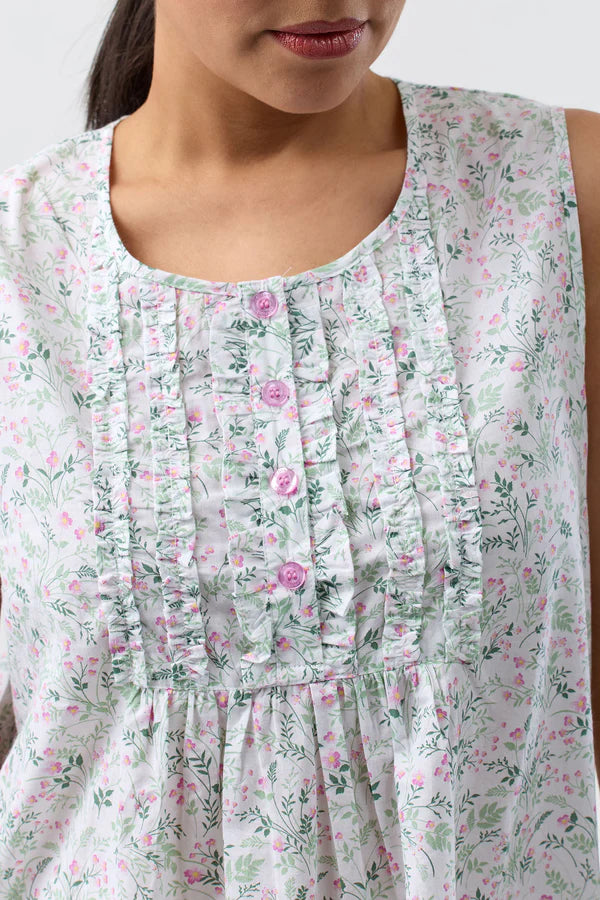 Pansies Sleevesless Nightie in Pink