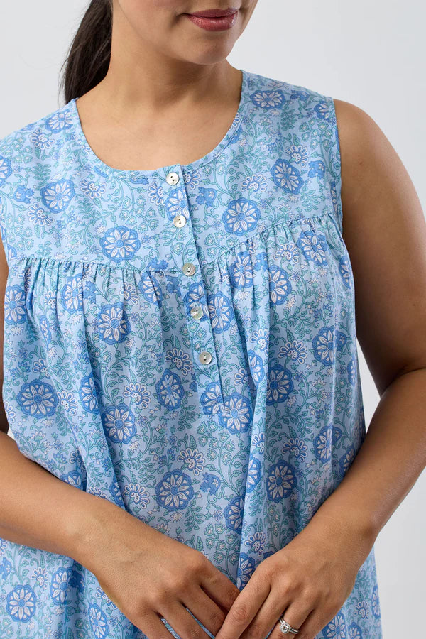 Boho Sleeveless Nightie in Sky