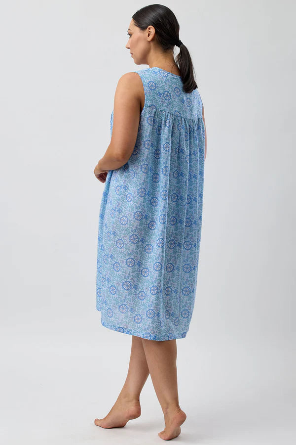 Boho Sleeveless Nightie in Sky