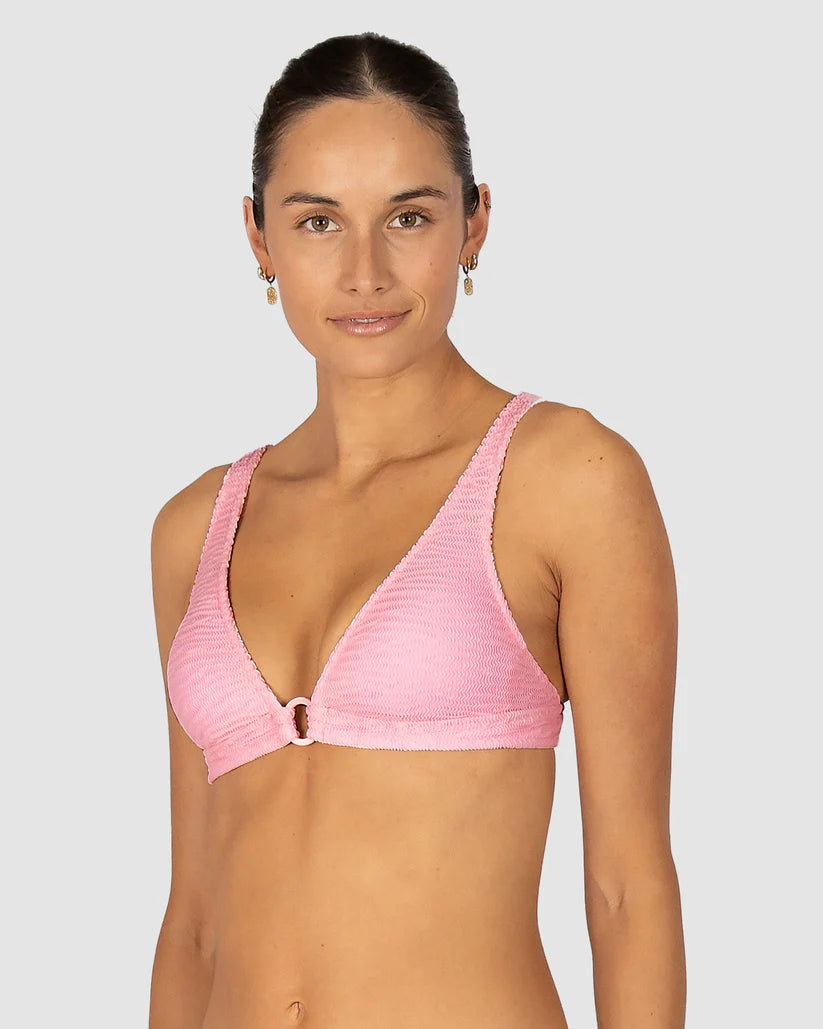 Ibiza Ring Front Bikini Bra Top in Pink Sorbet