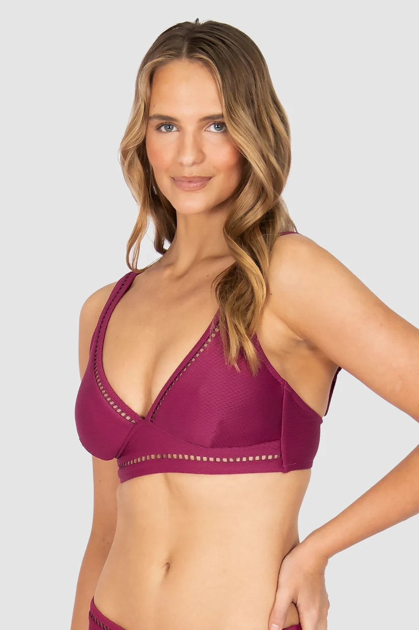Rococco D/DD Cup Longlline Bikini Bra Top in Berry
