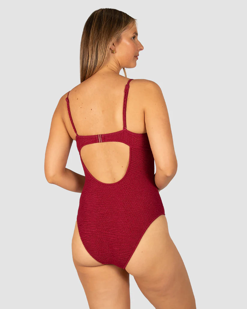 Ibiza Underwire Balconette One Piece Swimsuit in Scarlet
