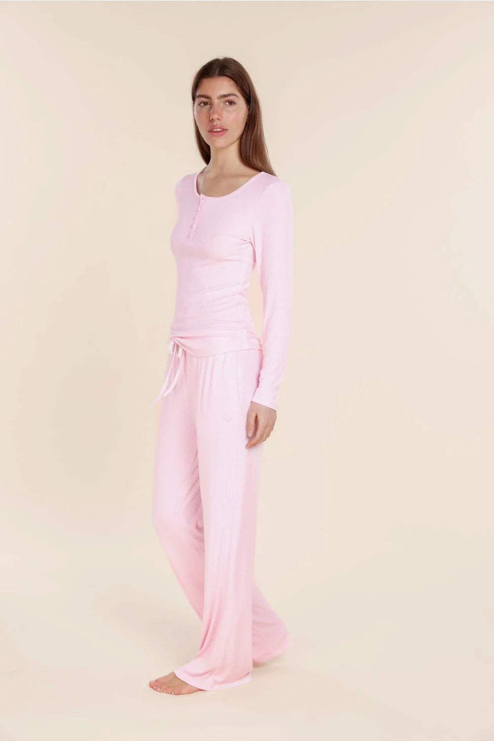 Athens Ribbed Long Pants in Pink