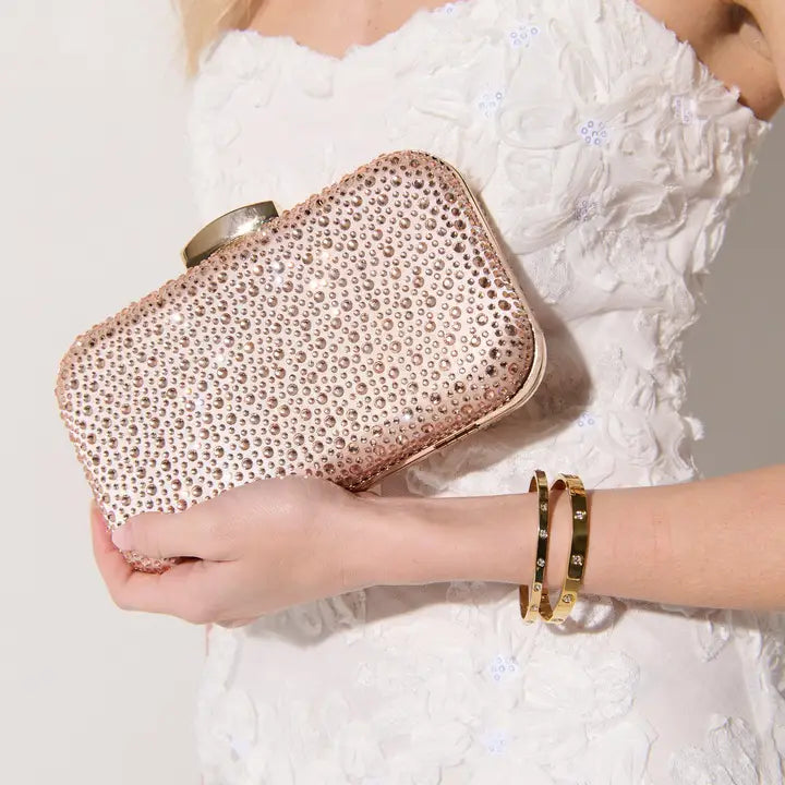 Romie Rhinestone Clutch Bag in Champagne