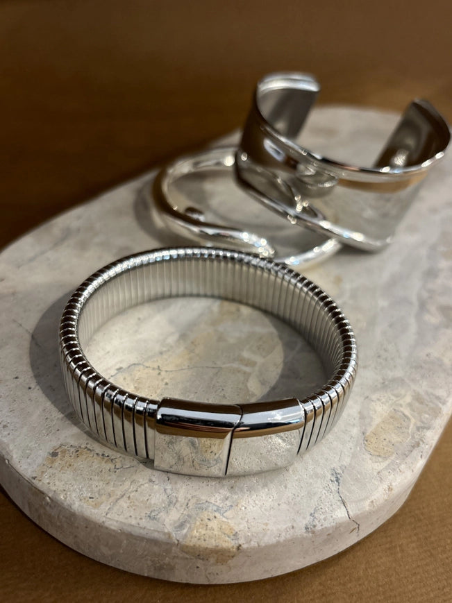 Bold Snake Magnetic Bangle in Silver