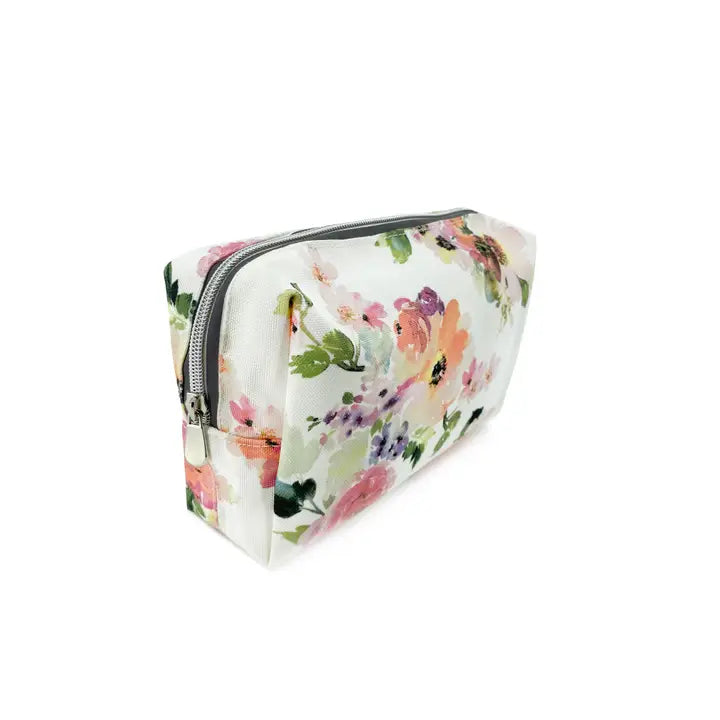 Peony Sunrise Canvas Travel Makeup Bag
