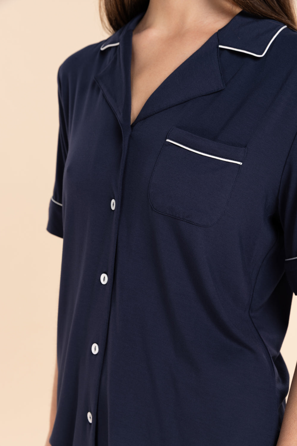Sadie Bamboo Short PJ Set in Navy