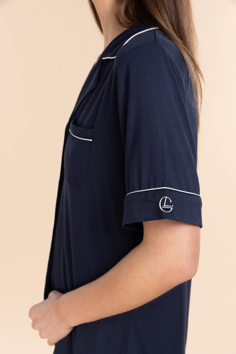 Sadie Bamboo Short PJ Set in Navy