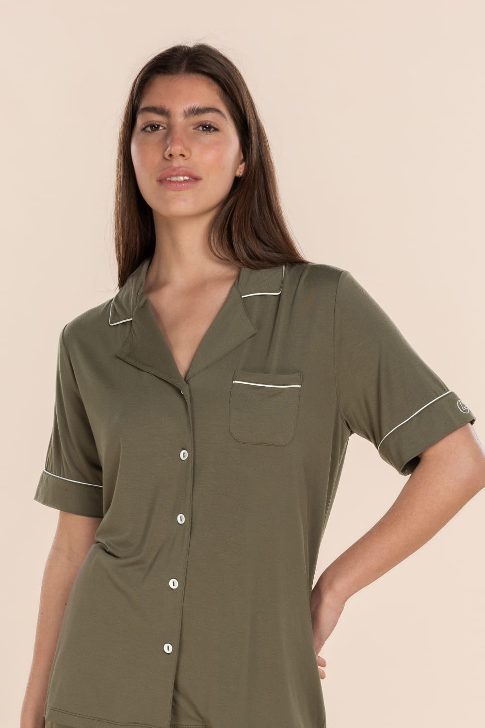 Sadie Bamboo Short PJ Set in Olive
