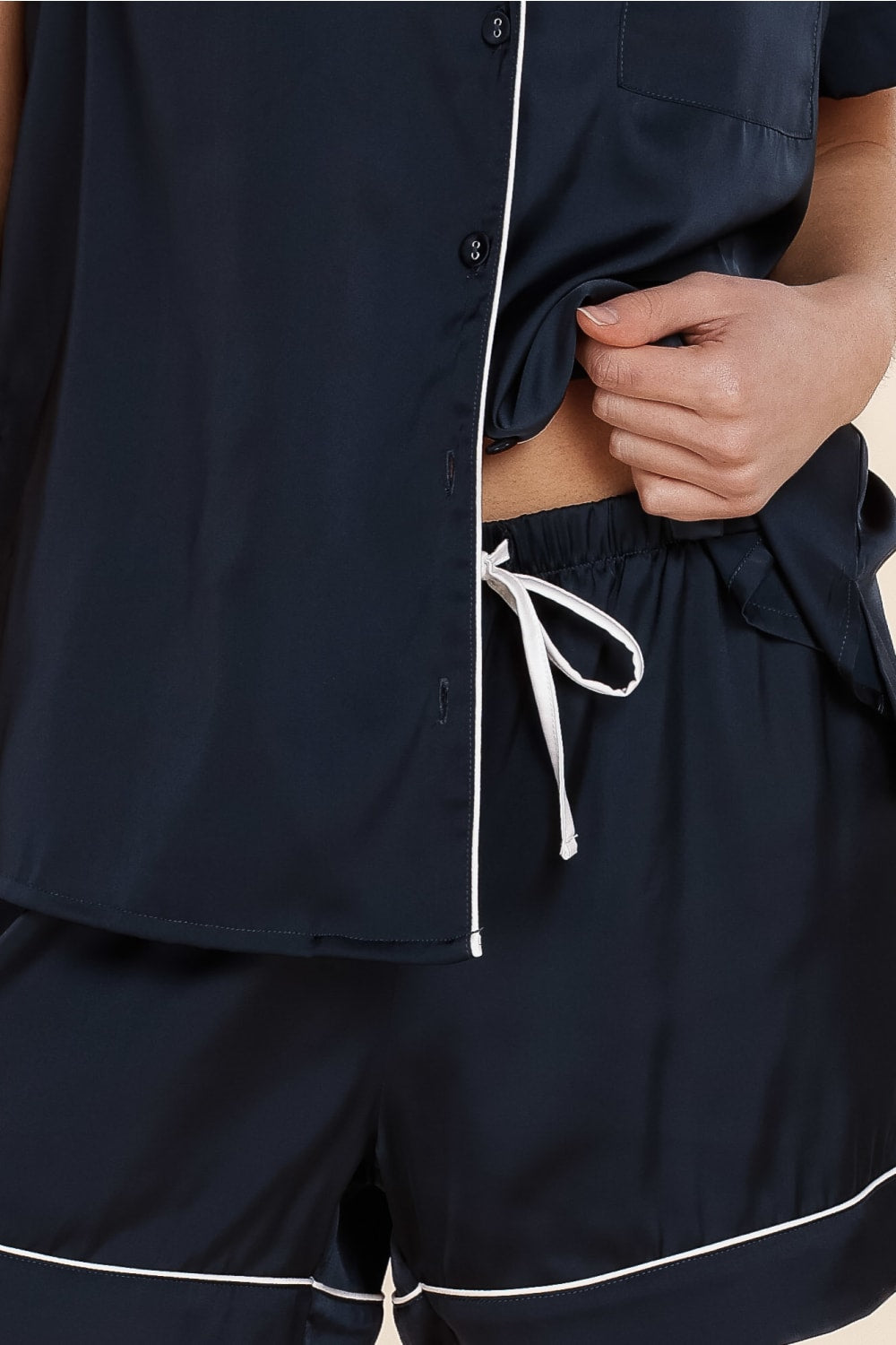 Sonia Navy Satin Short PJ Set in Navy