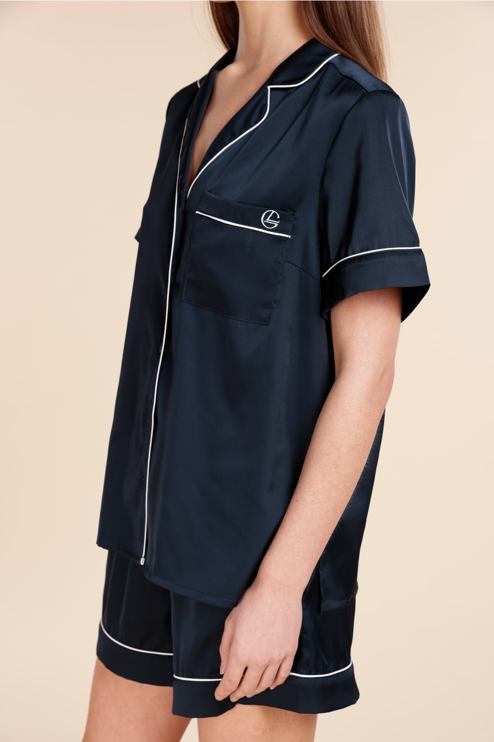 Sonia Navy Satin Short PJ Set in Navy