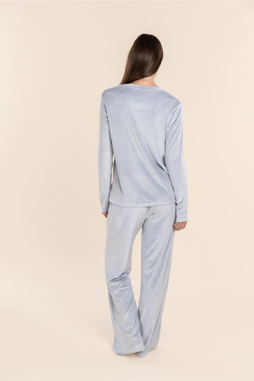 Thea Velour Long Lounge Set in Blue