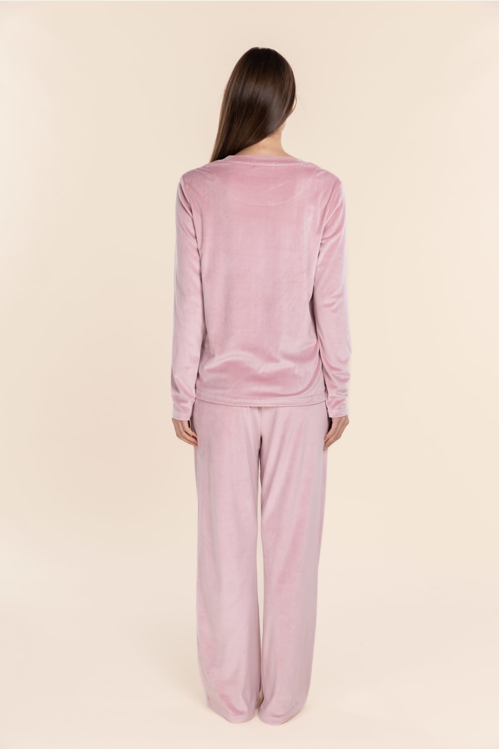 Thea Velour Long Lounge Set in Pink