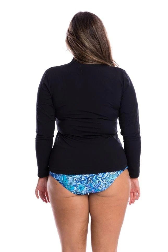 Black chlorine resistant long sleeve rash vest