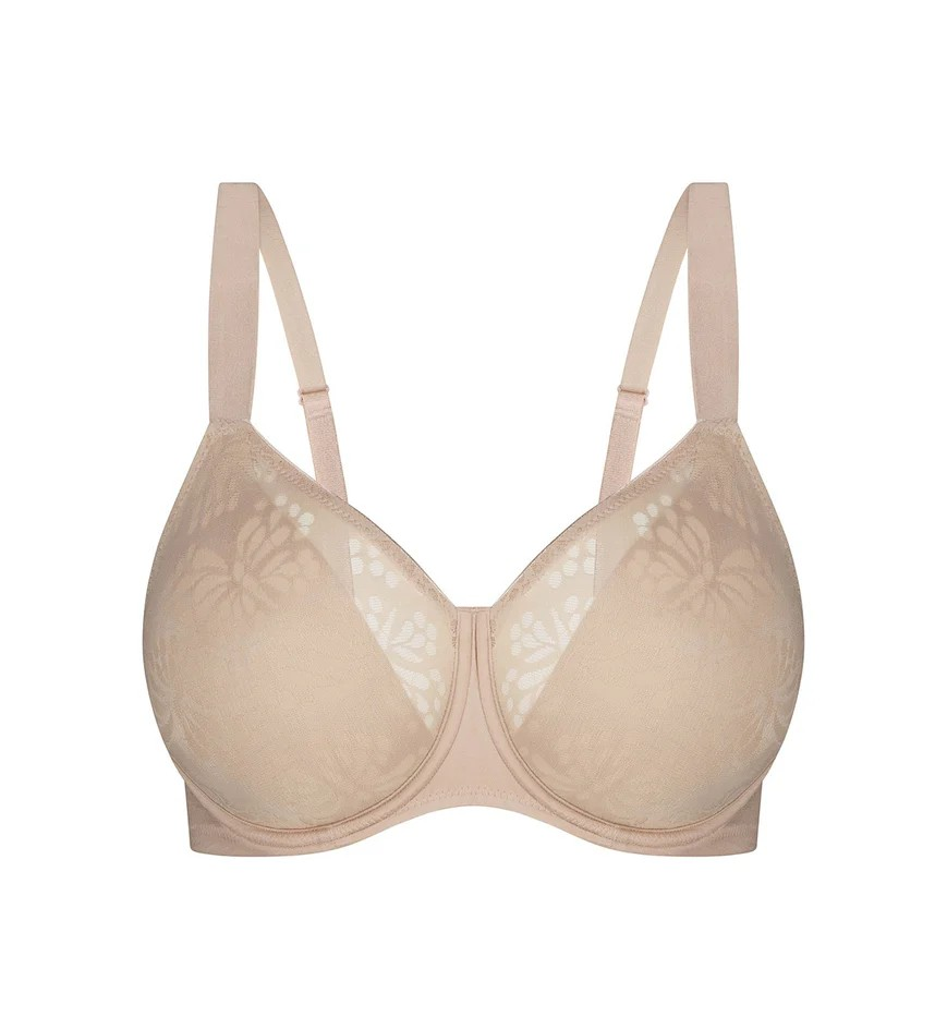 Lacy Minimiser Bra in White and Beige