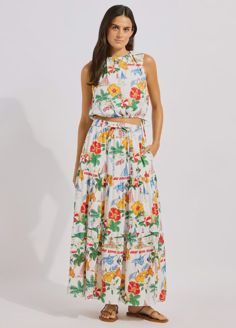 Viva Vacation Drawcord Waist Top