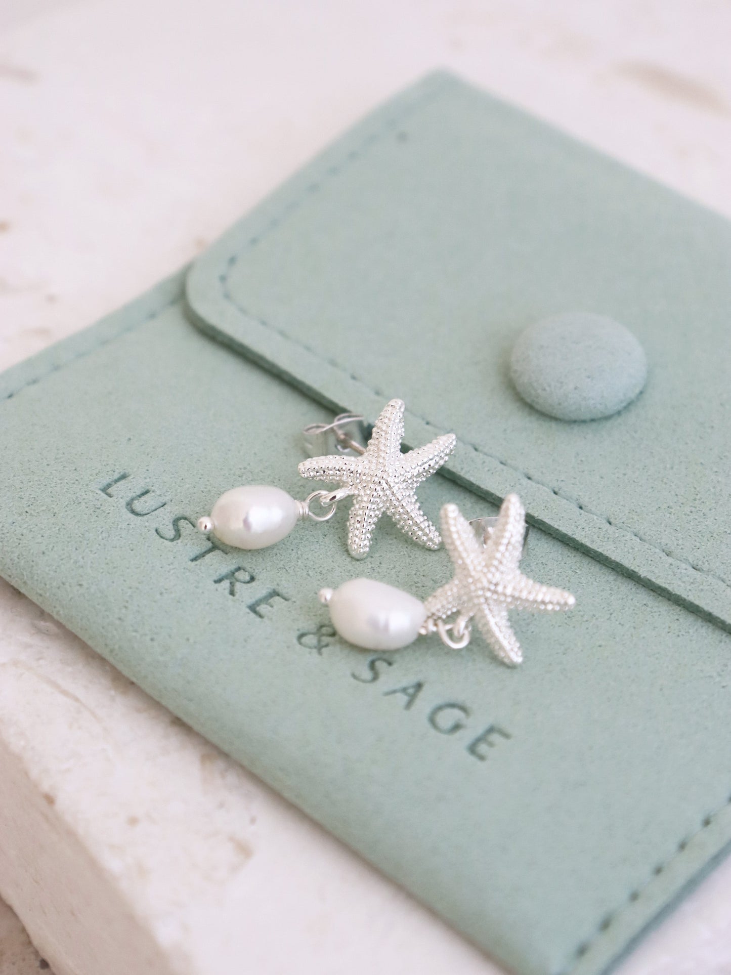 Starfish Pearl Sterling Silver Plated Earrings