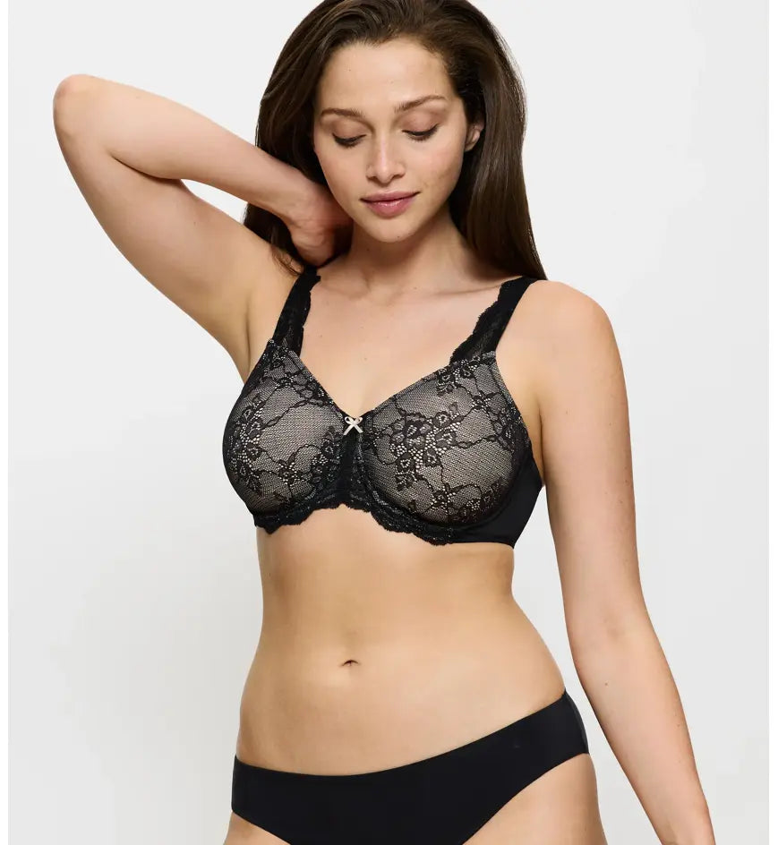 Contouring Sensation Minimiser Bra in Black & Nude