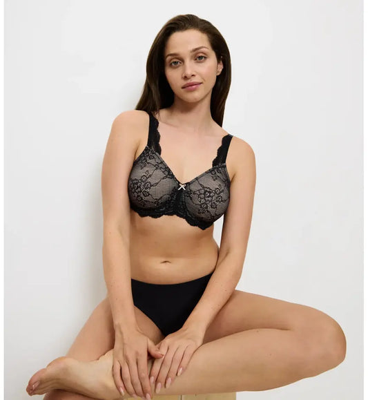 Contouring Sensation Minimiser Bra in Black & Nude