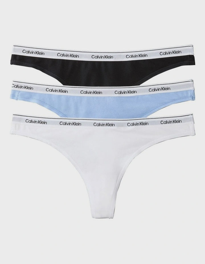 Icon Logo Thong 3 Pack in Multi in Black/White/Frozen