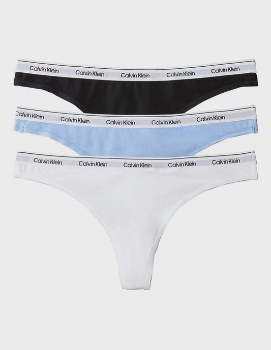 Icon Logo Thong 3 Pack in Multi in Black/White/Frozen