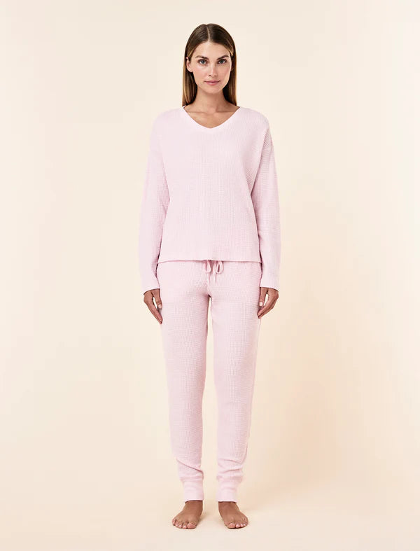 Super Soft Waffle Jogger in Parfait Pink