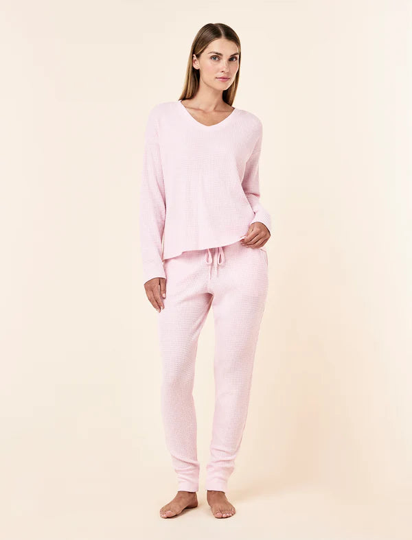 Super Soft Waffle Jogger in Parfait Pink