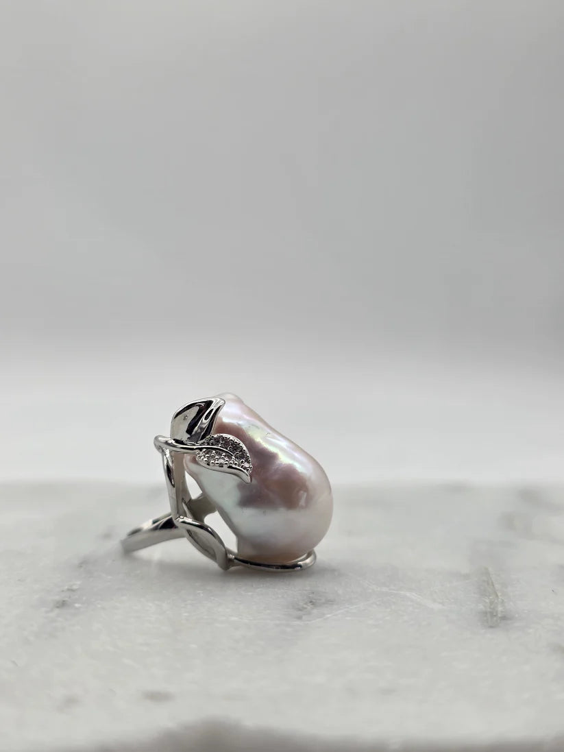 Jaspen Ring - Silver with Freshwater Baroque Pearl