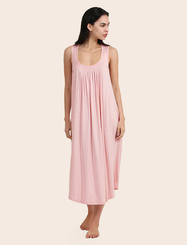 Kate Modal Soft Pleat Front Maxi Nightie in Papinelle Pink