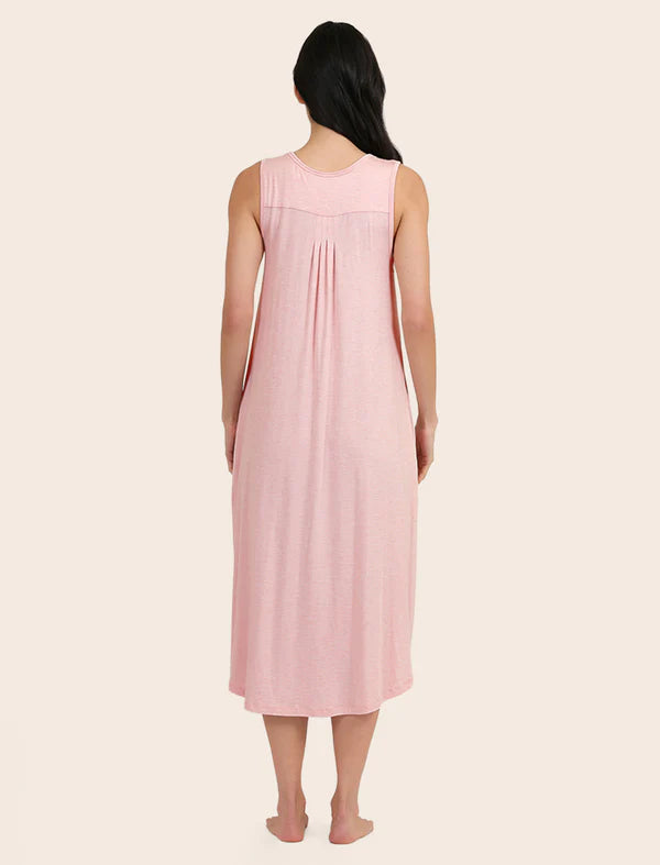 Kate Modal Soft Pleat Front Maxi Nightie in Papinelle Pink