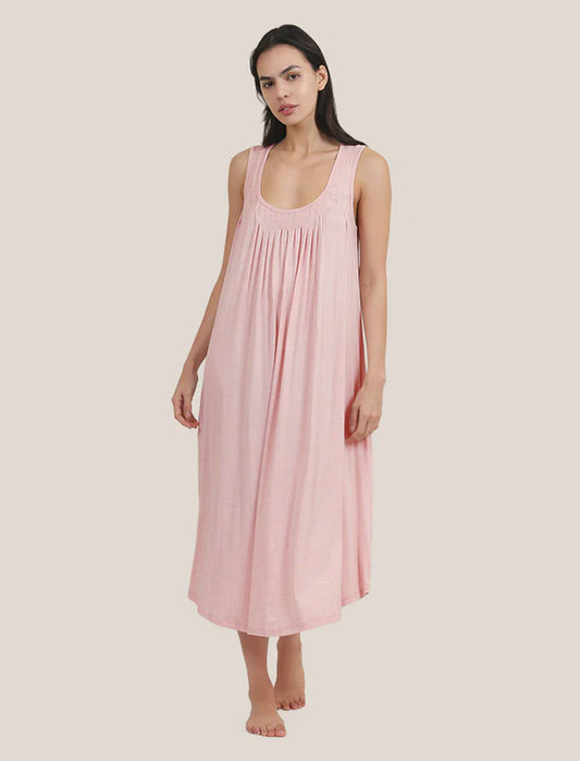 Kate Modal Soft Pleat Front Maxi Nightie in Papinelle Pink