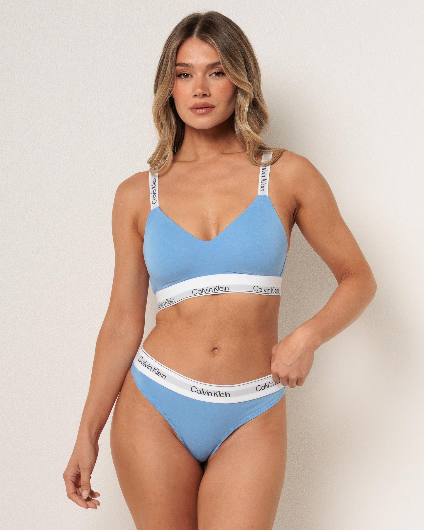 Icon Cotton Modal Lightly Lined Bralette in Blue Descent